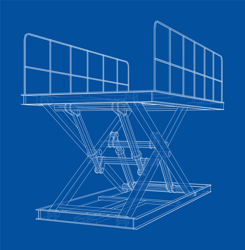 Scissors lift concept outline. Vector